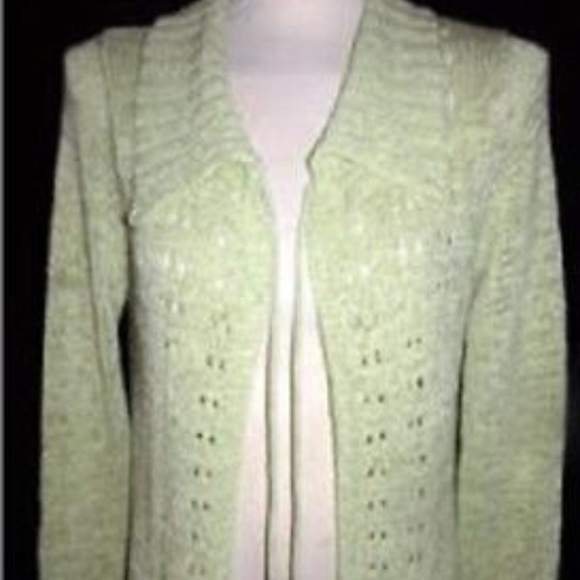 BCBG Maxazria Green Long Open Front Cardigan - Picture 7 of 7